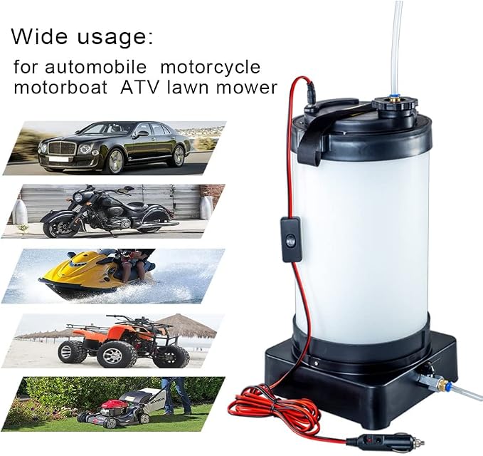 Electric Oil Extractor on car, boat, and ATV